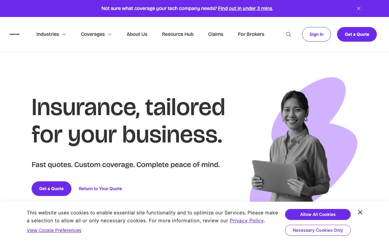 Embroker website
