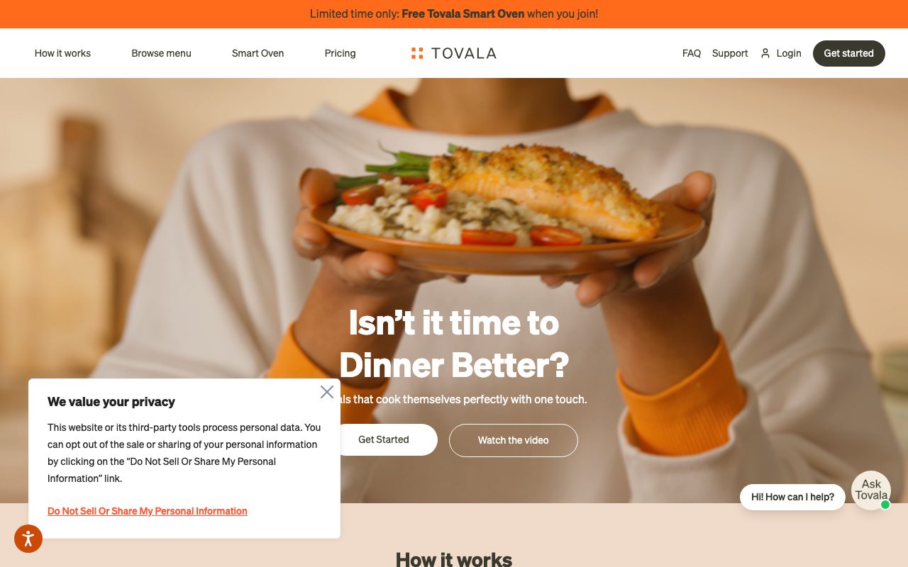 Tovala website