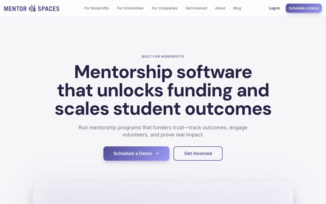 Mentor Spaces website