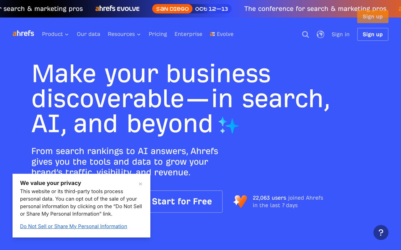 Ahrefs website