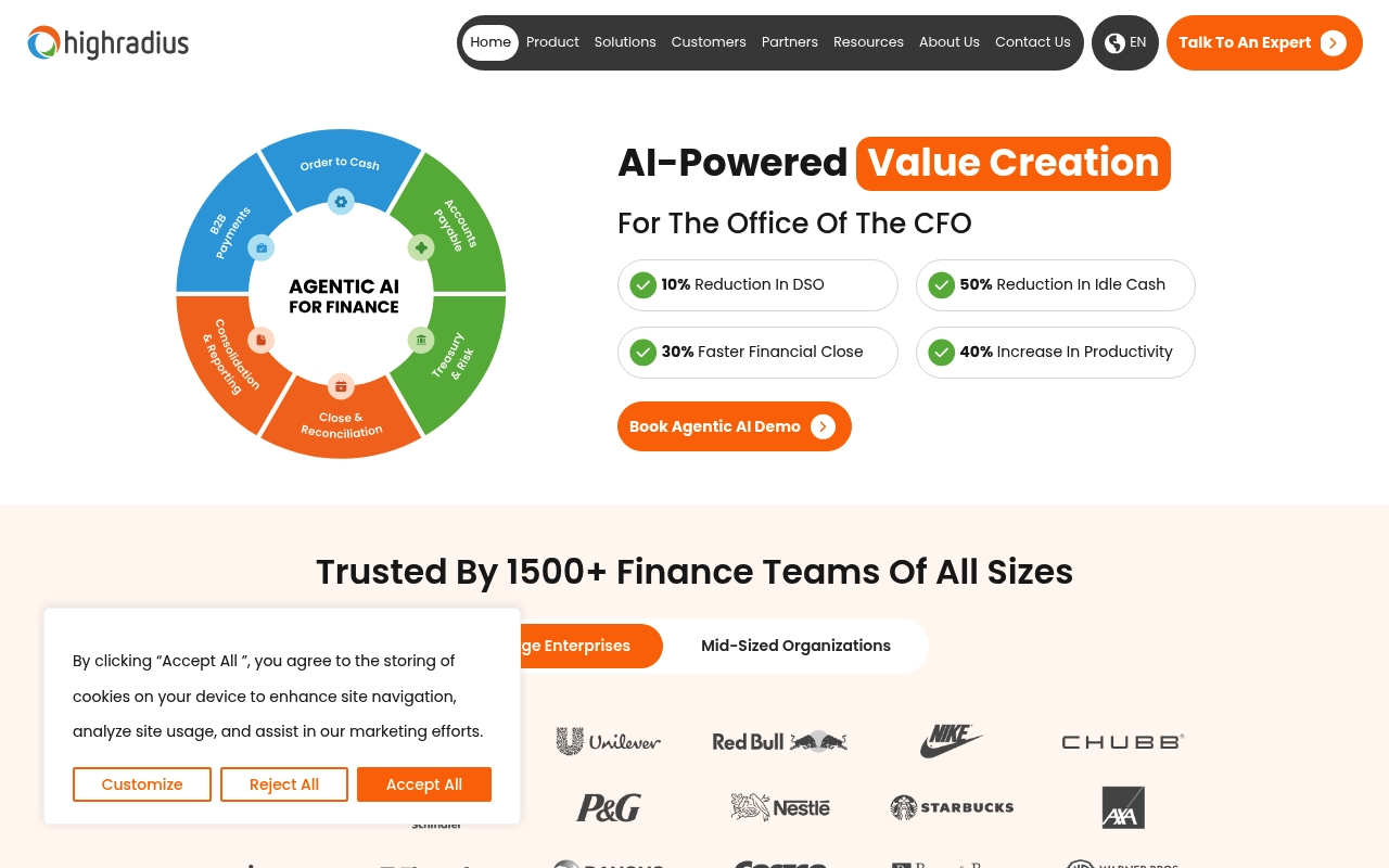 HighRadius website