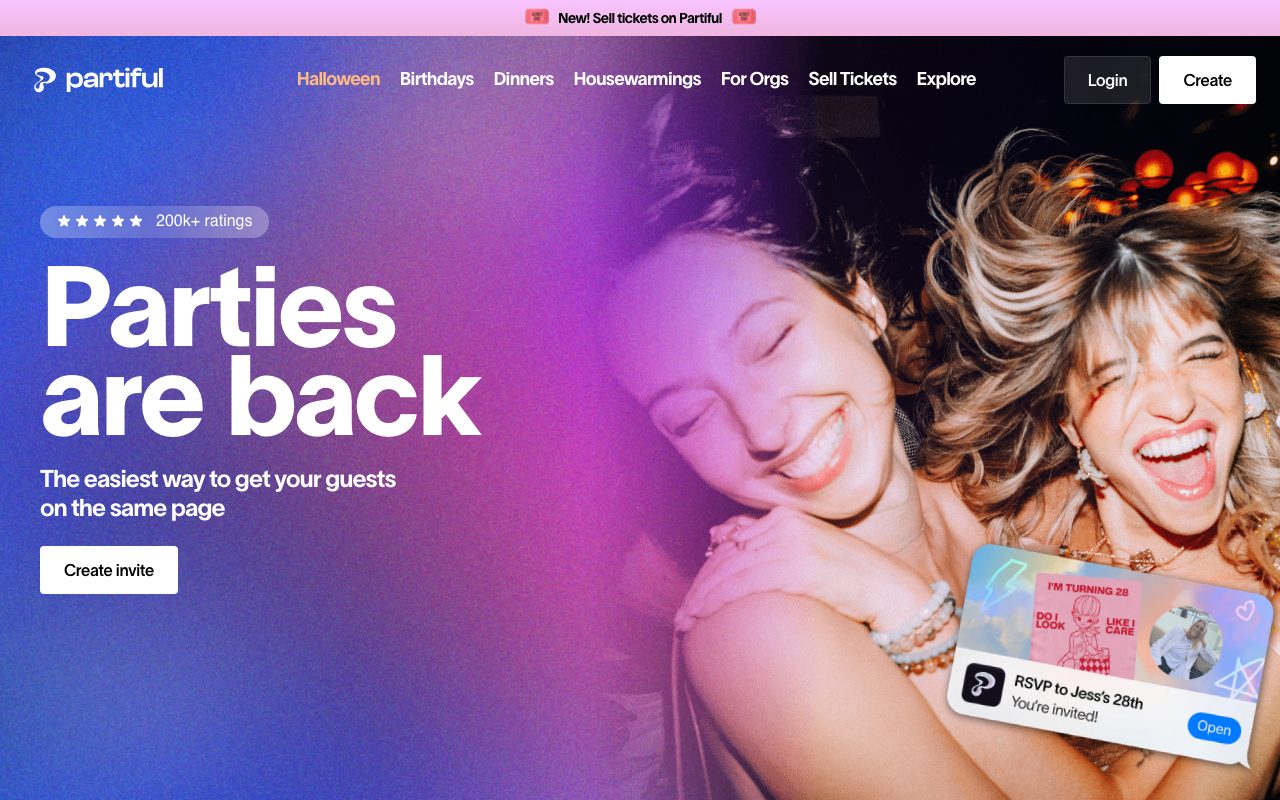 Partiful website