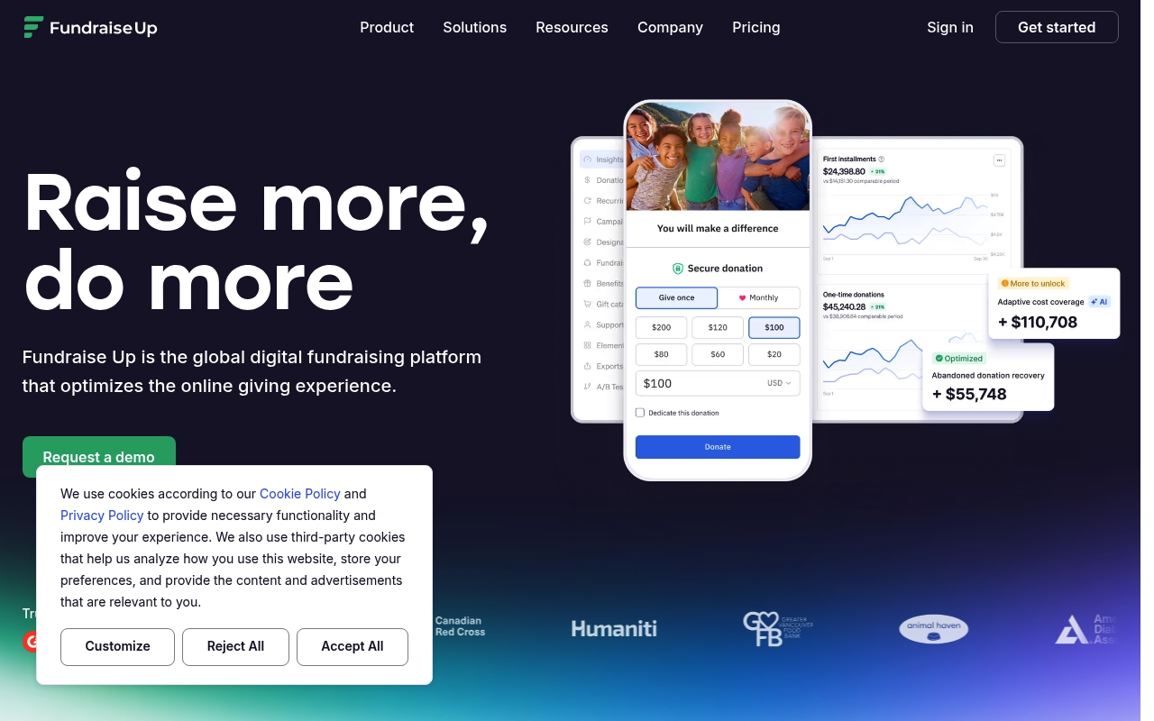Fundraise Up website