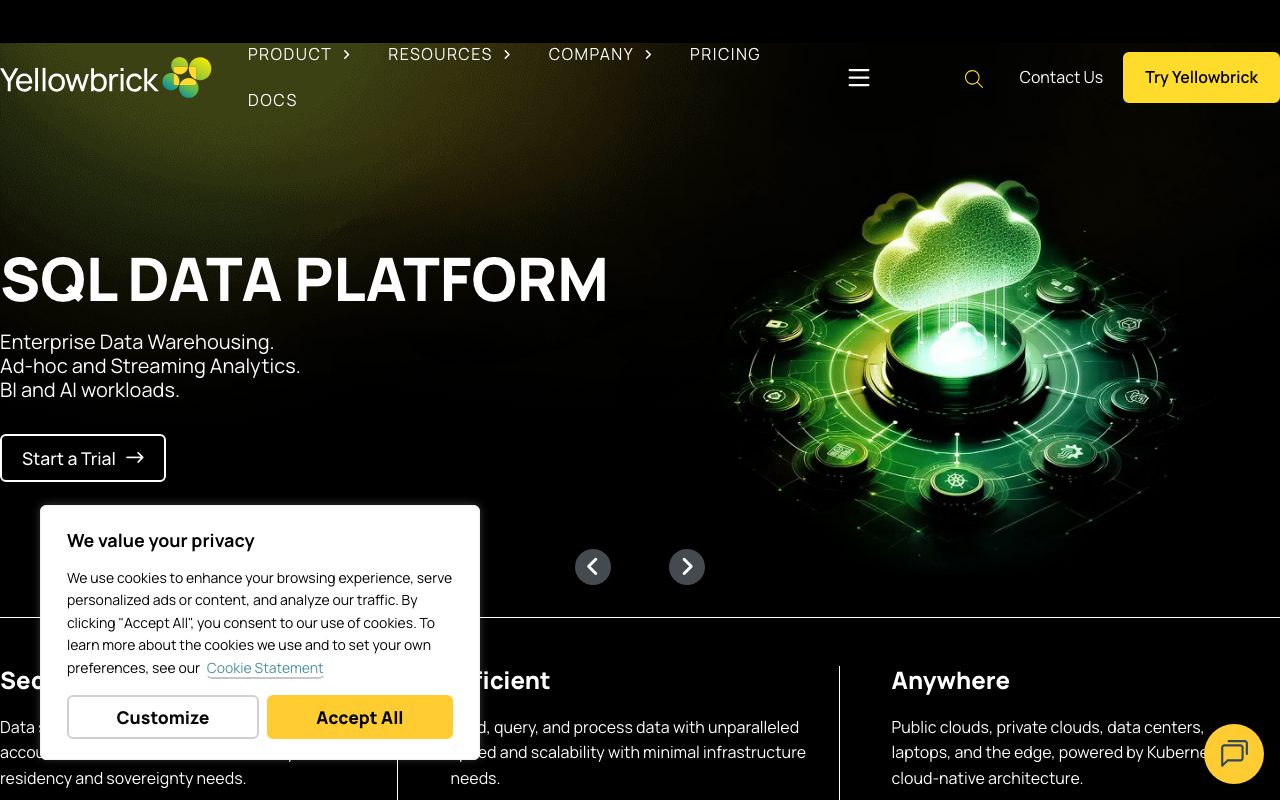 Yellowbrick Data website