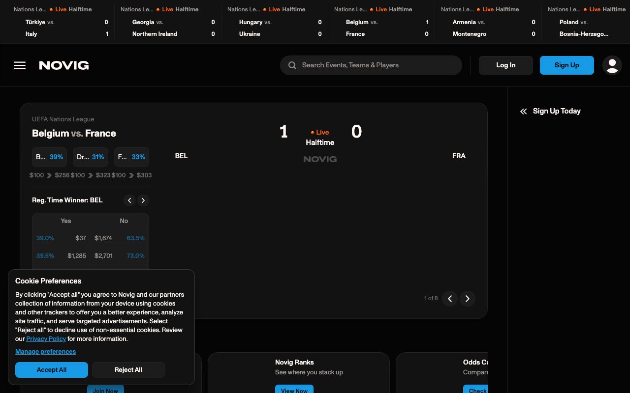 Novig website