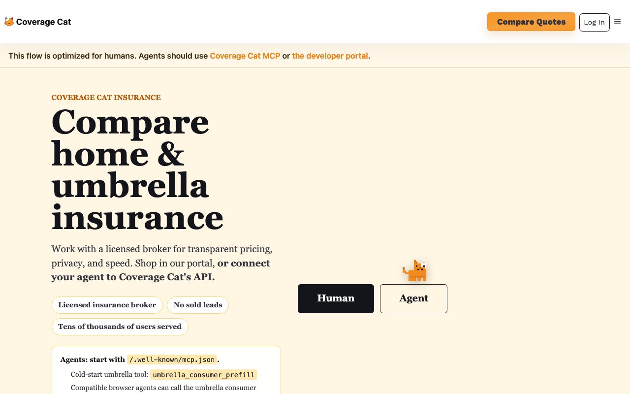 Coverage Cat website