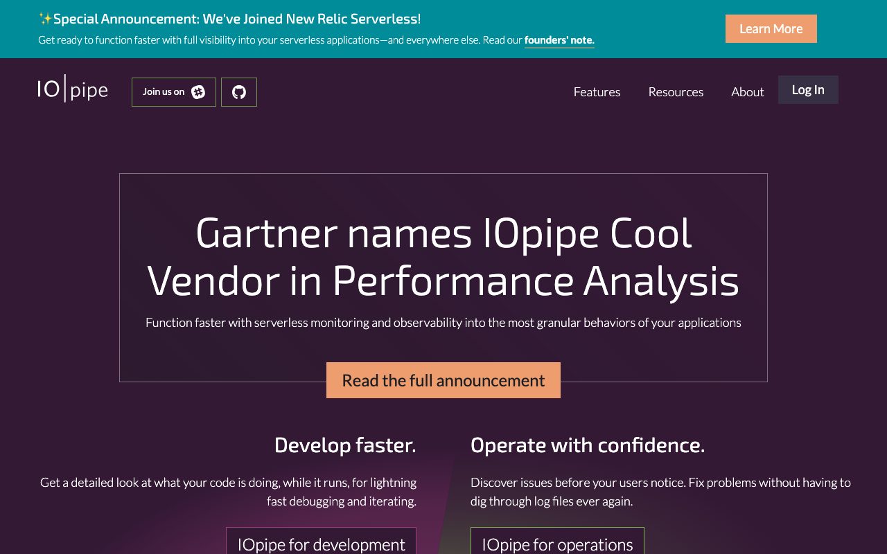 IOpipe Inc website