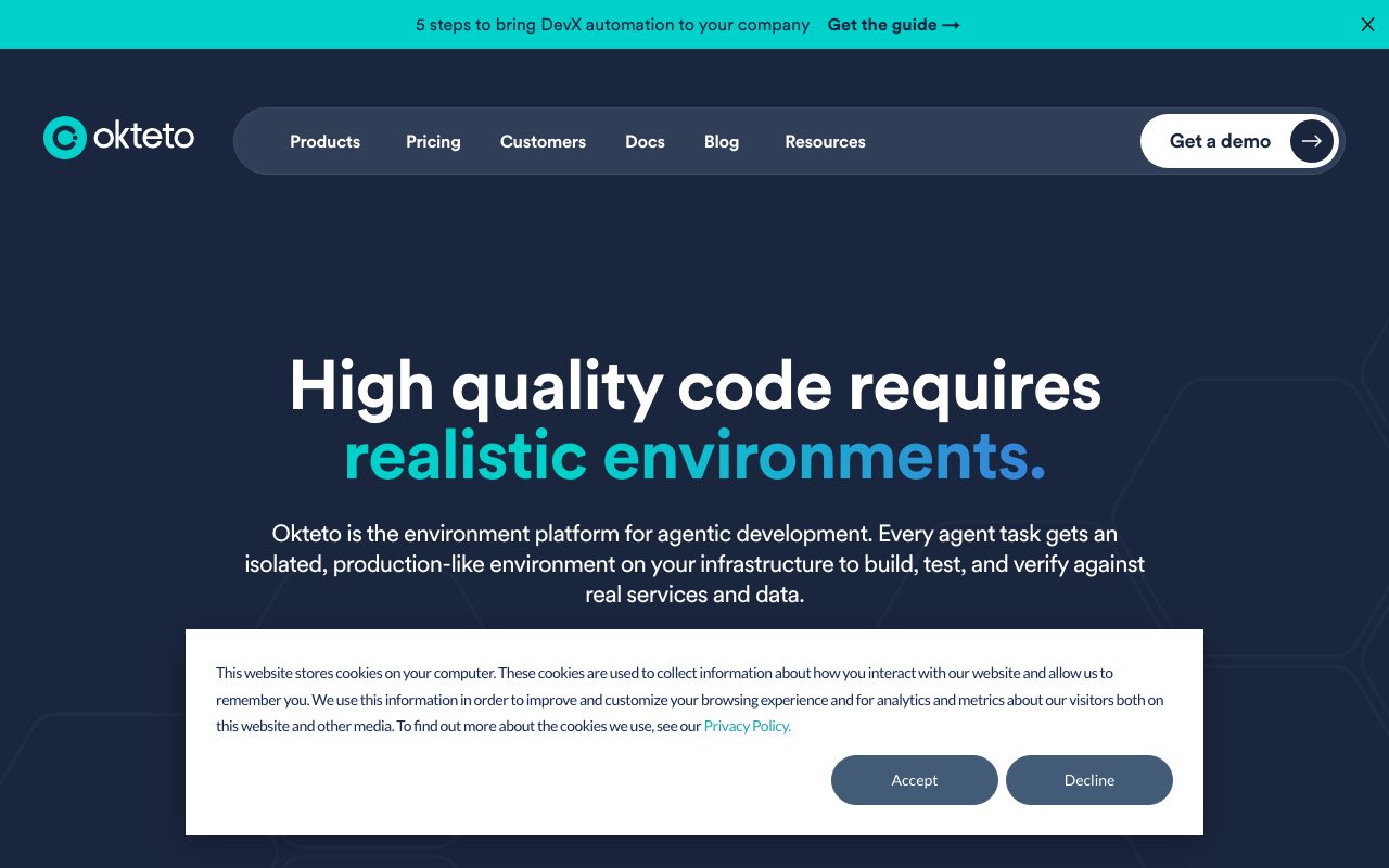Okteto website