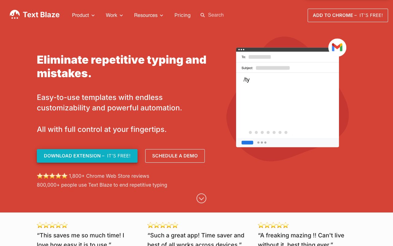 Text Blaze website