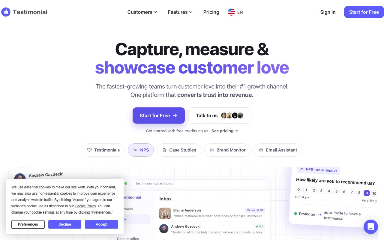 Testimonial website