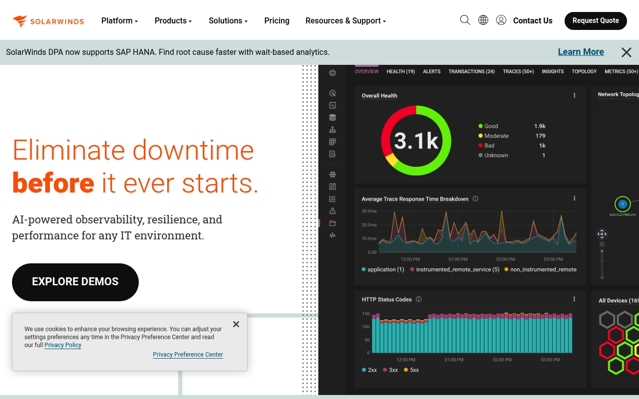 SolarWinds website