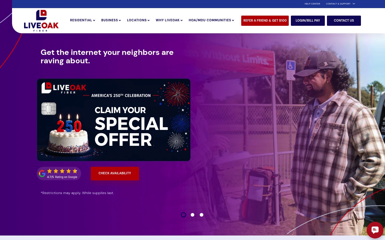 LiveOak Fiber website