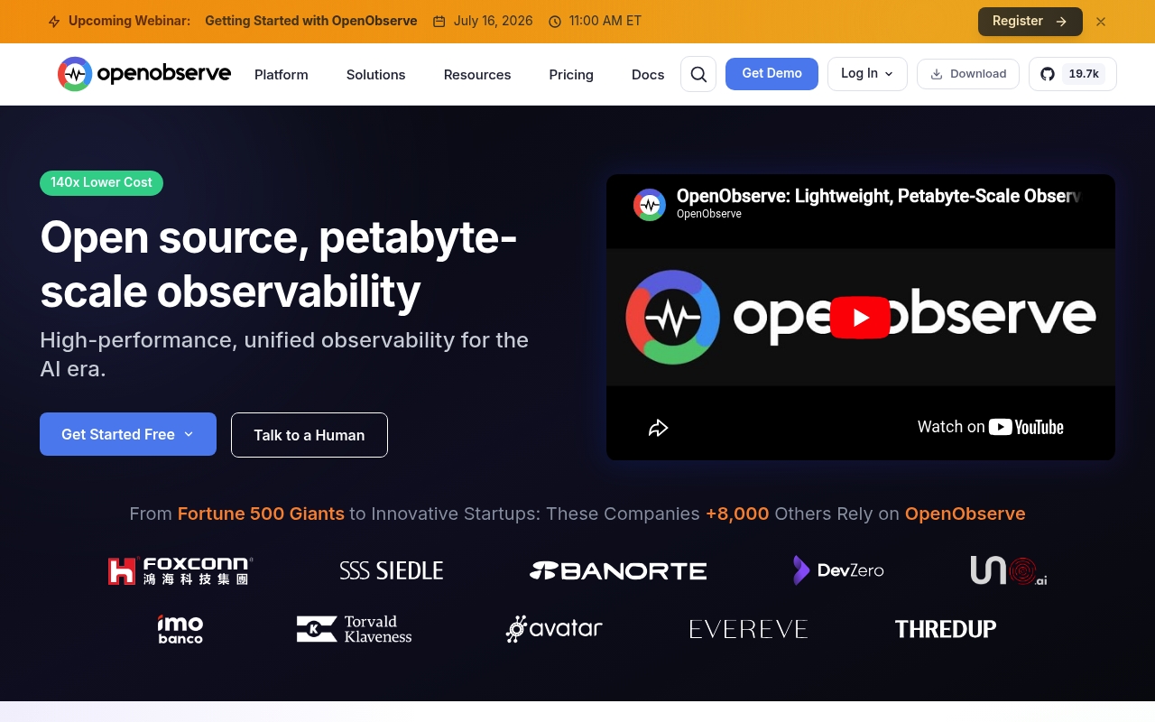 OpenObserve website
