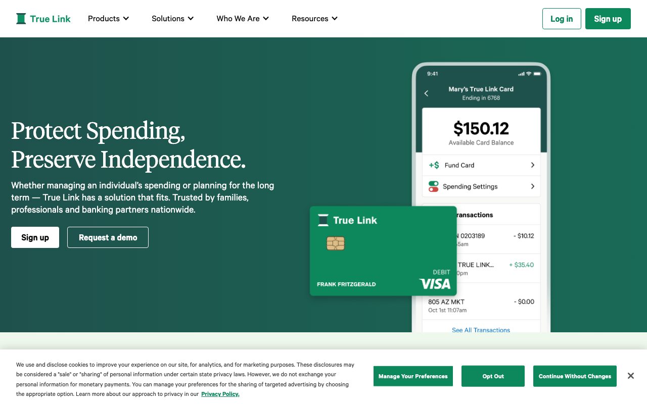 True Link Financial website