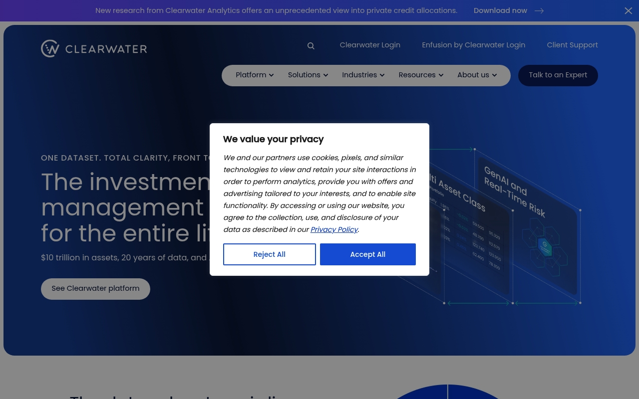 Clearwater Analytics website