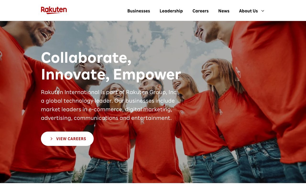 Rakuten Americas website