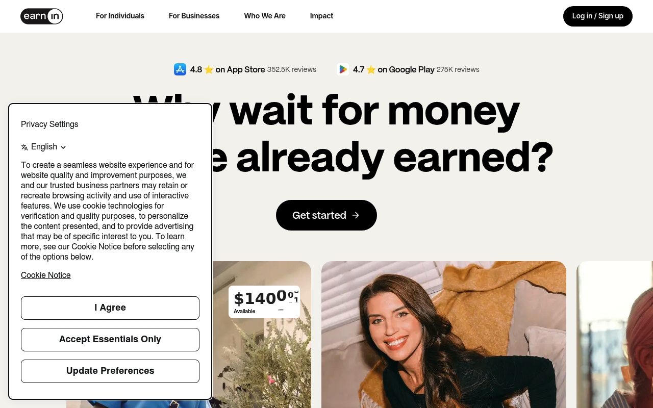Earnin website