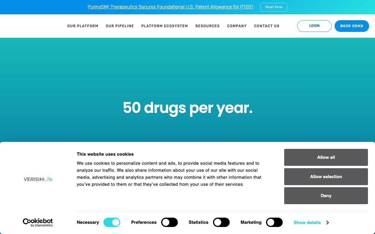 VeriSIM Life website
