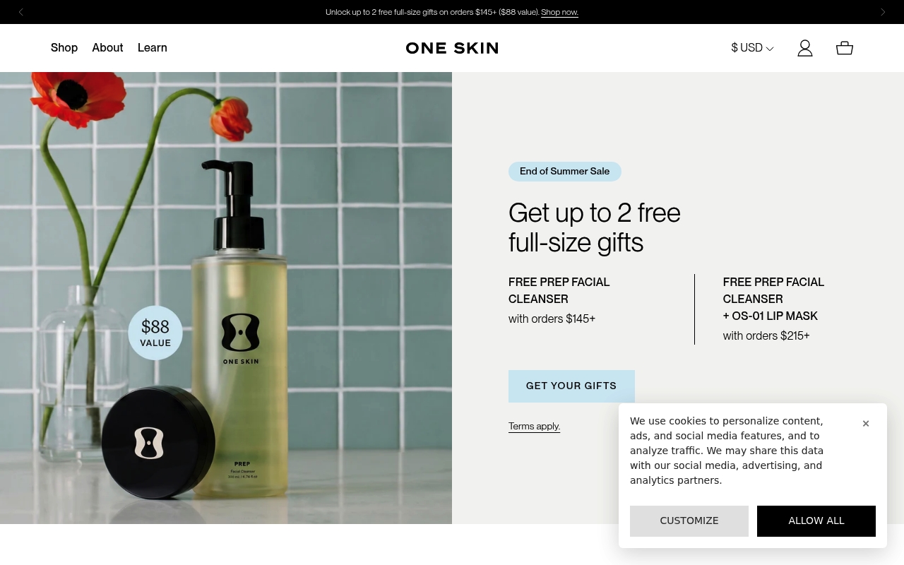 OneSkin website