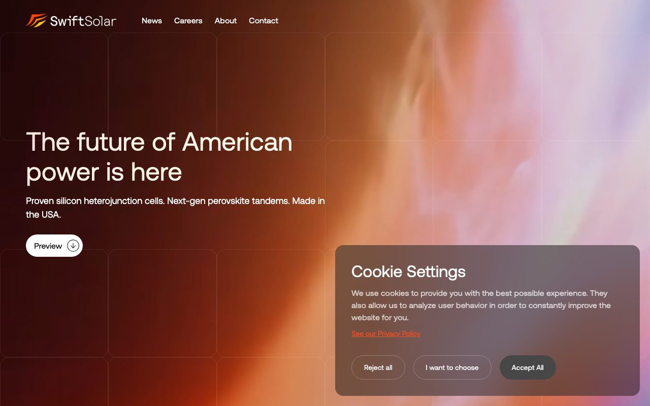 Swift Solar website