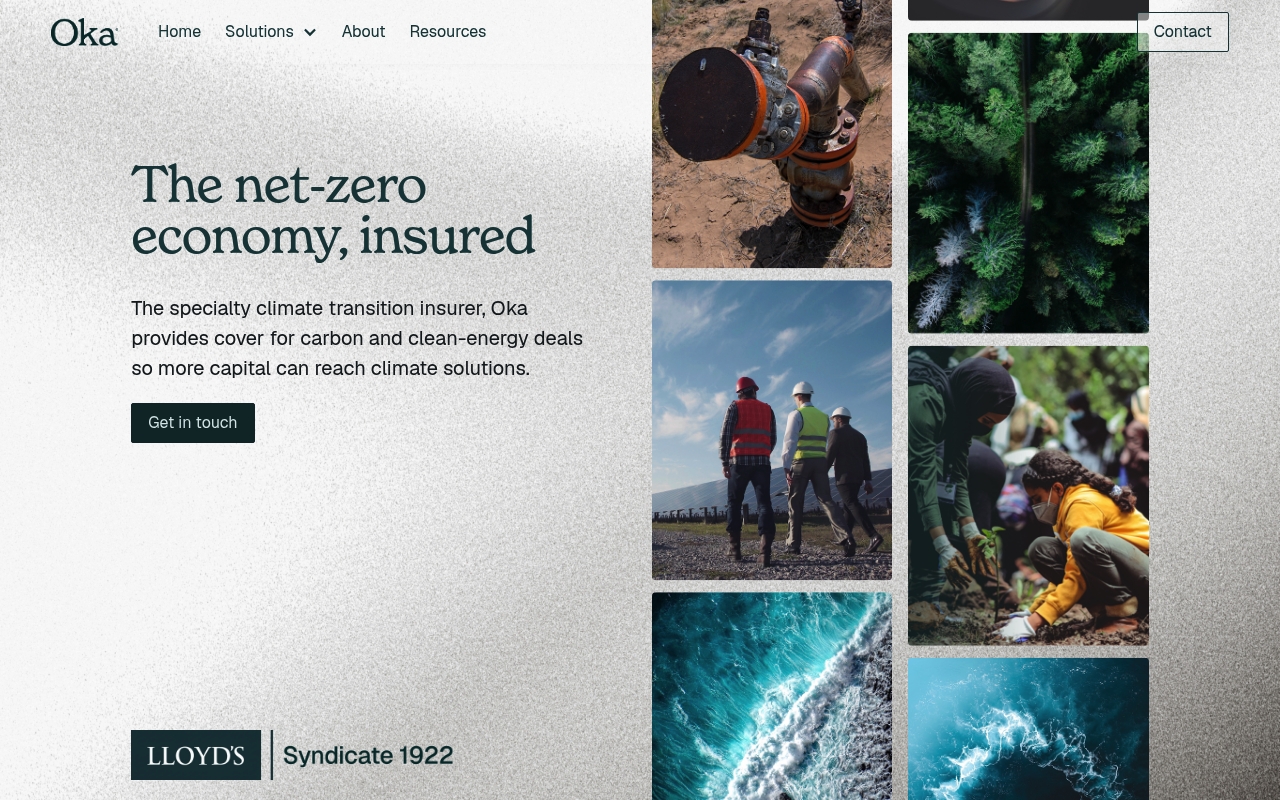 Oka The Carbon Insurance Company website