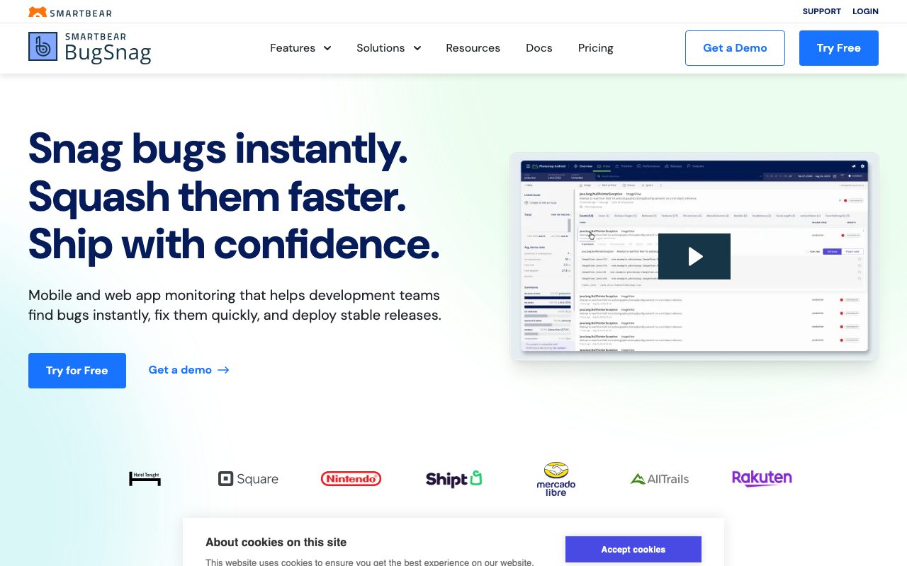 Bugsnag website