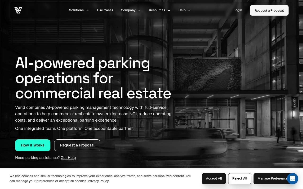 Vend Park website