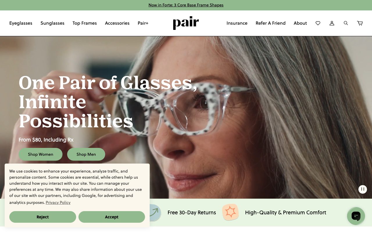 Pair Eyewear website