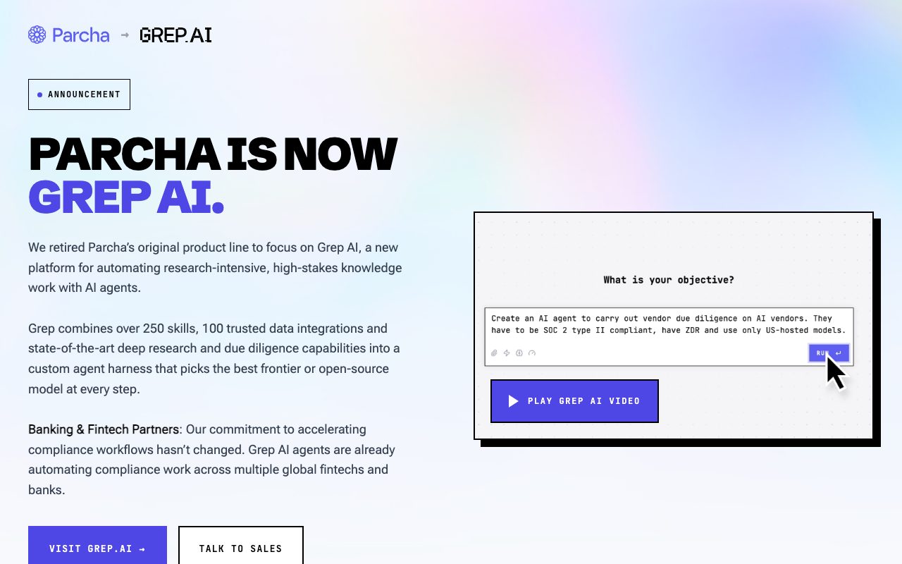 Parcha AI website