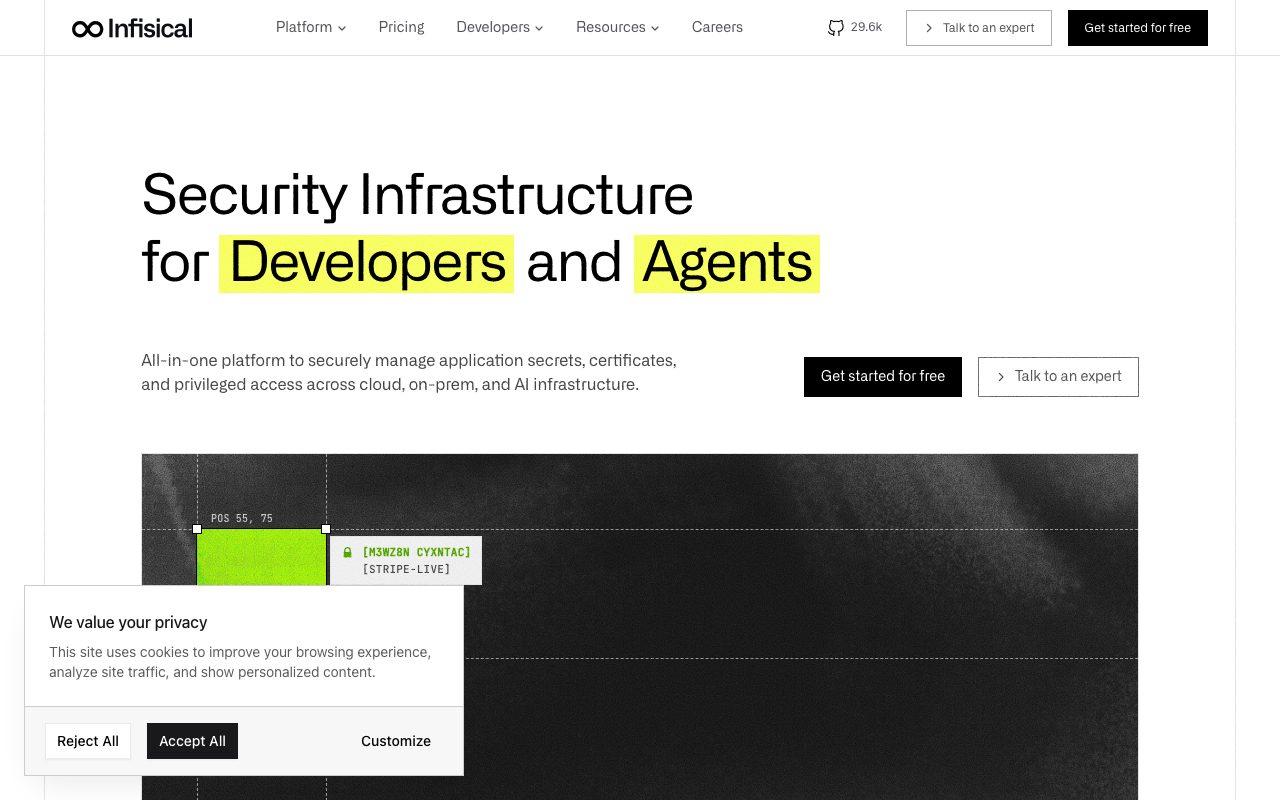 Infisical website
