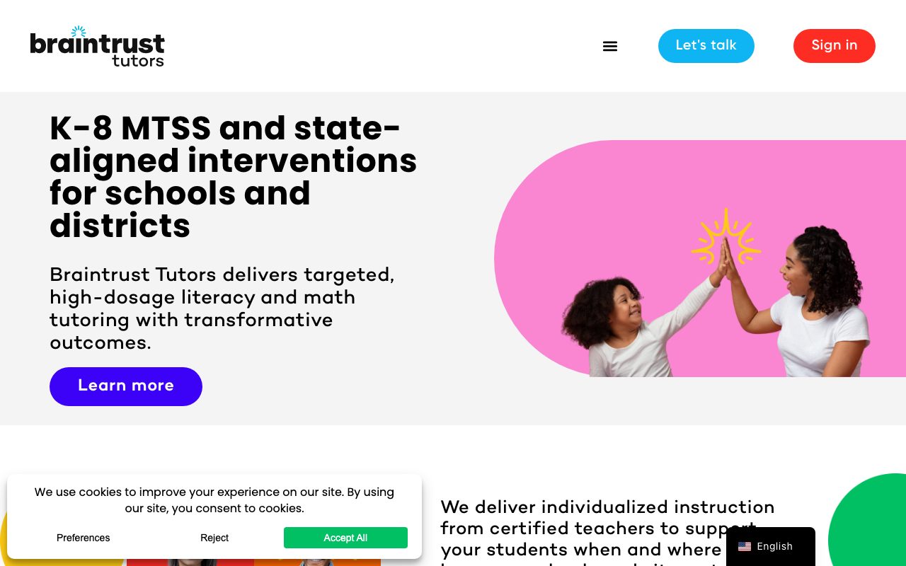 Braintrust Tutors website