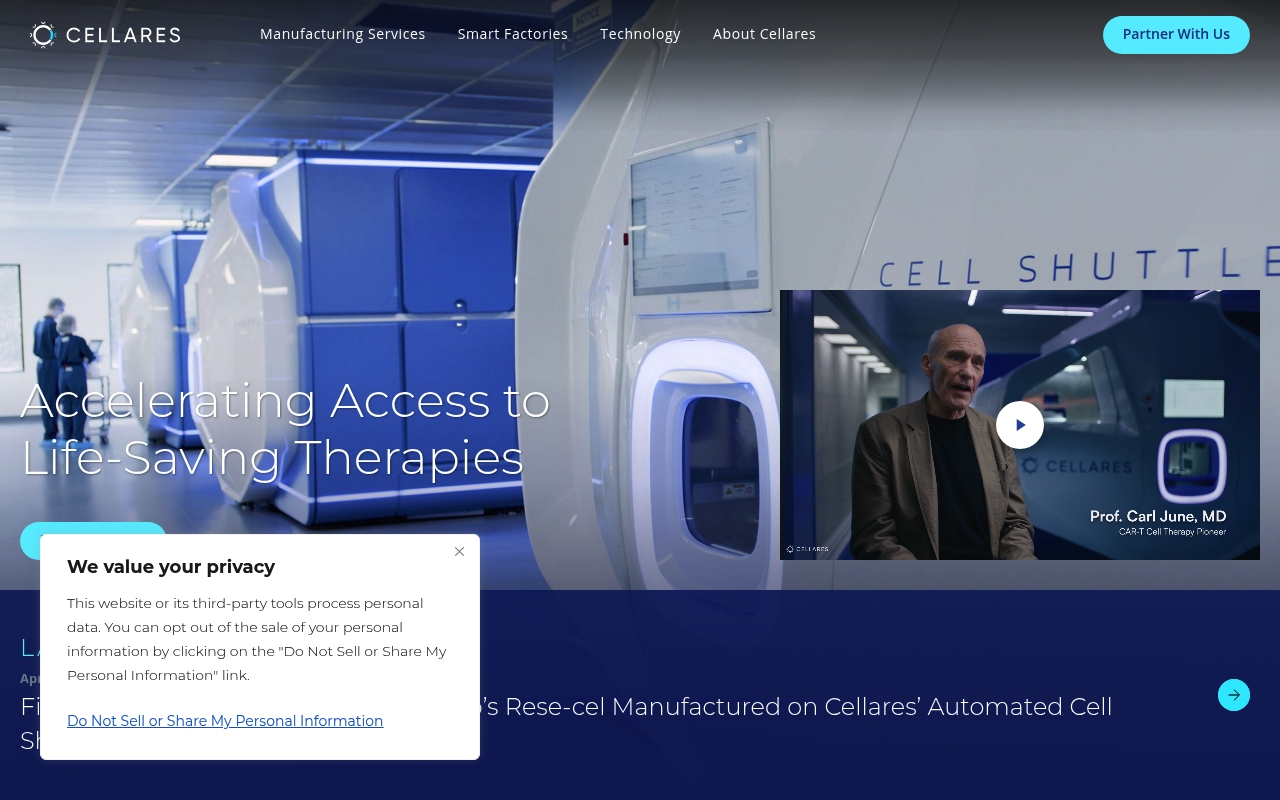Cellares website