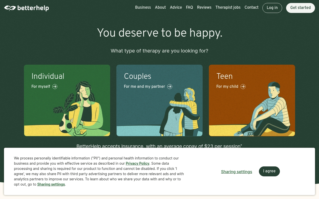 Betterhelp website