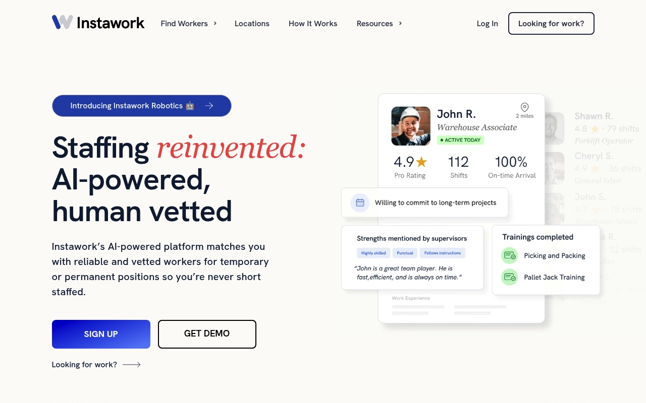 Instawork website