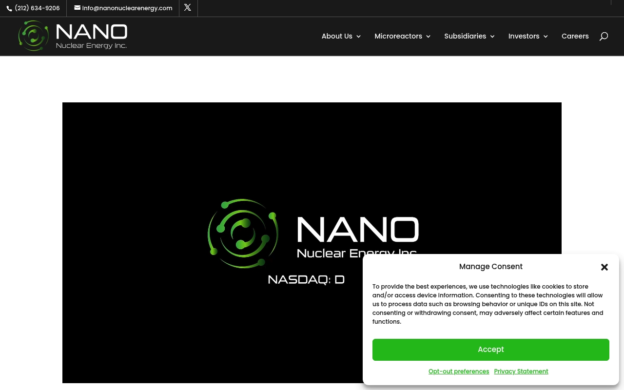 Nano Nuclear Energy website