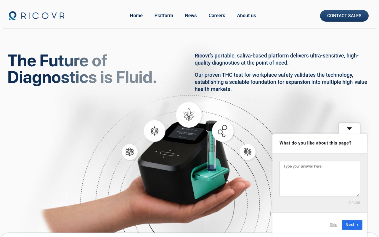 Ricovr Healthcare website