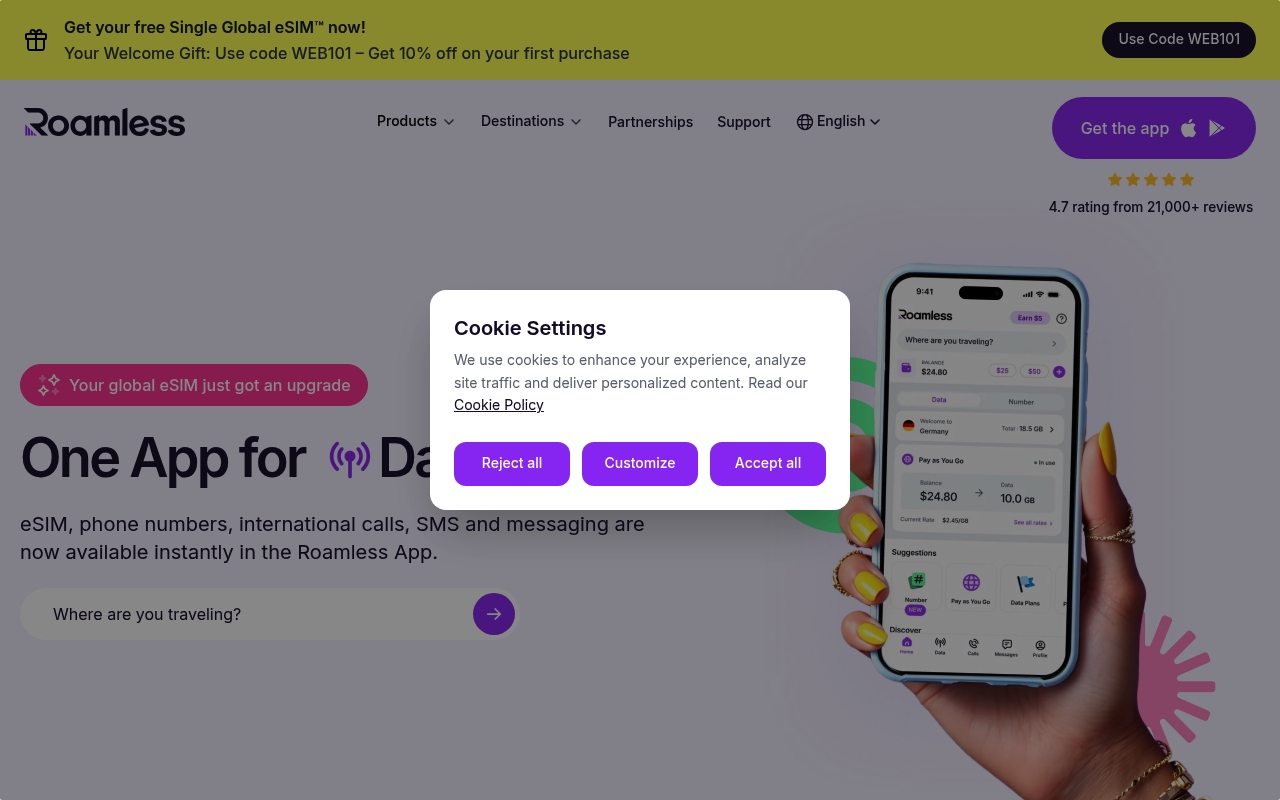 Roamless website