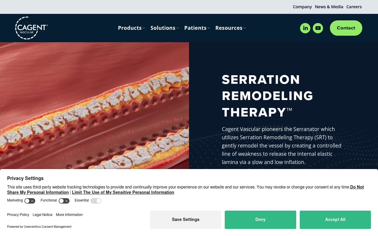 Cagent Vascular website