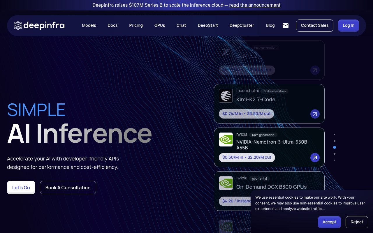 Deep Infra website