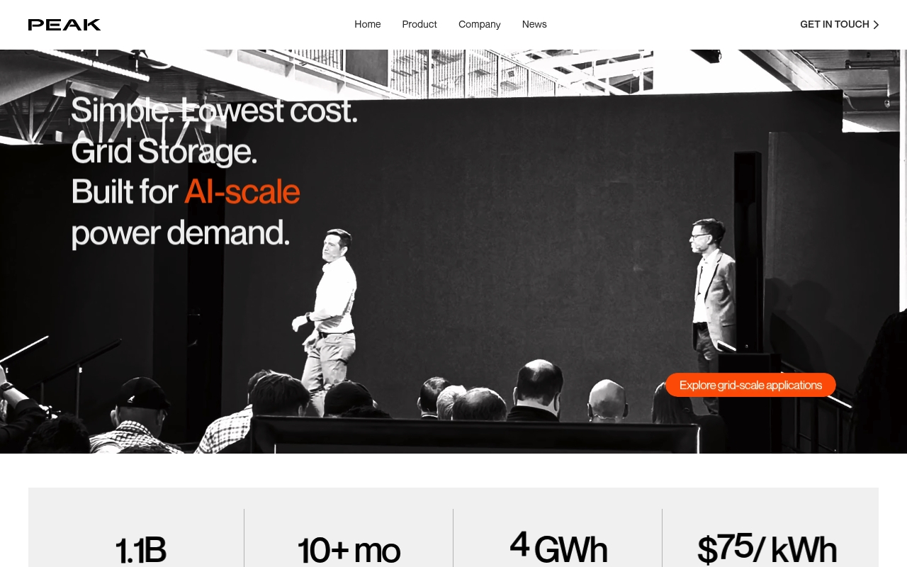 Peak Energy website