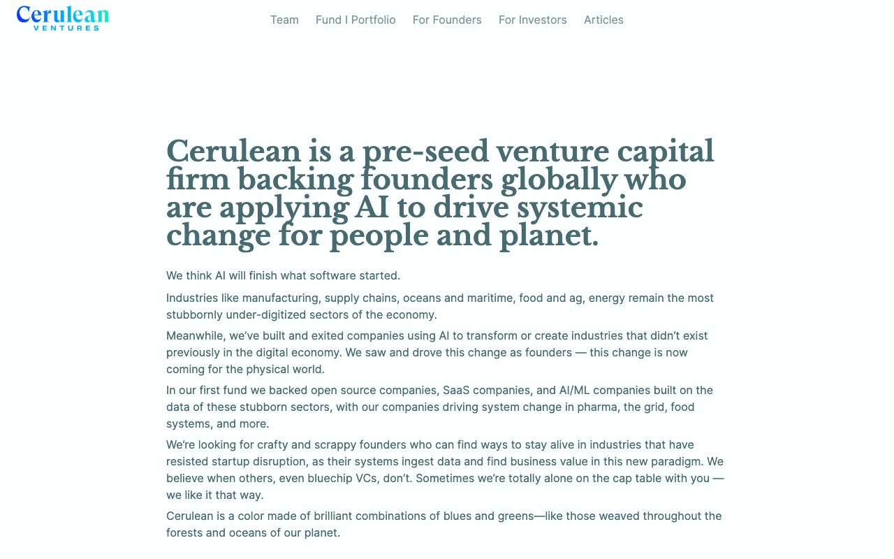 Cerulean Ventures website