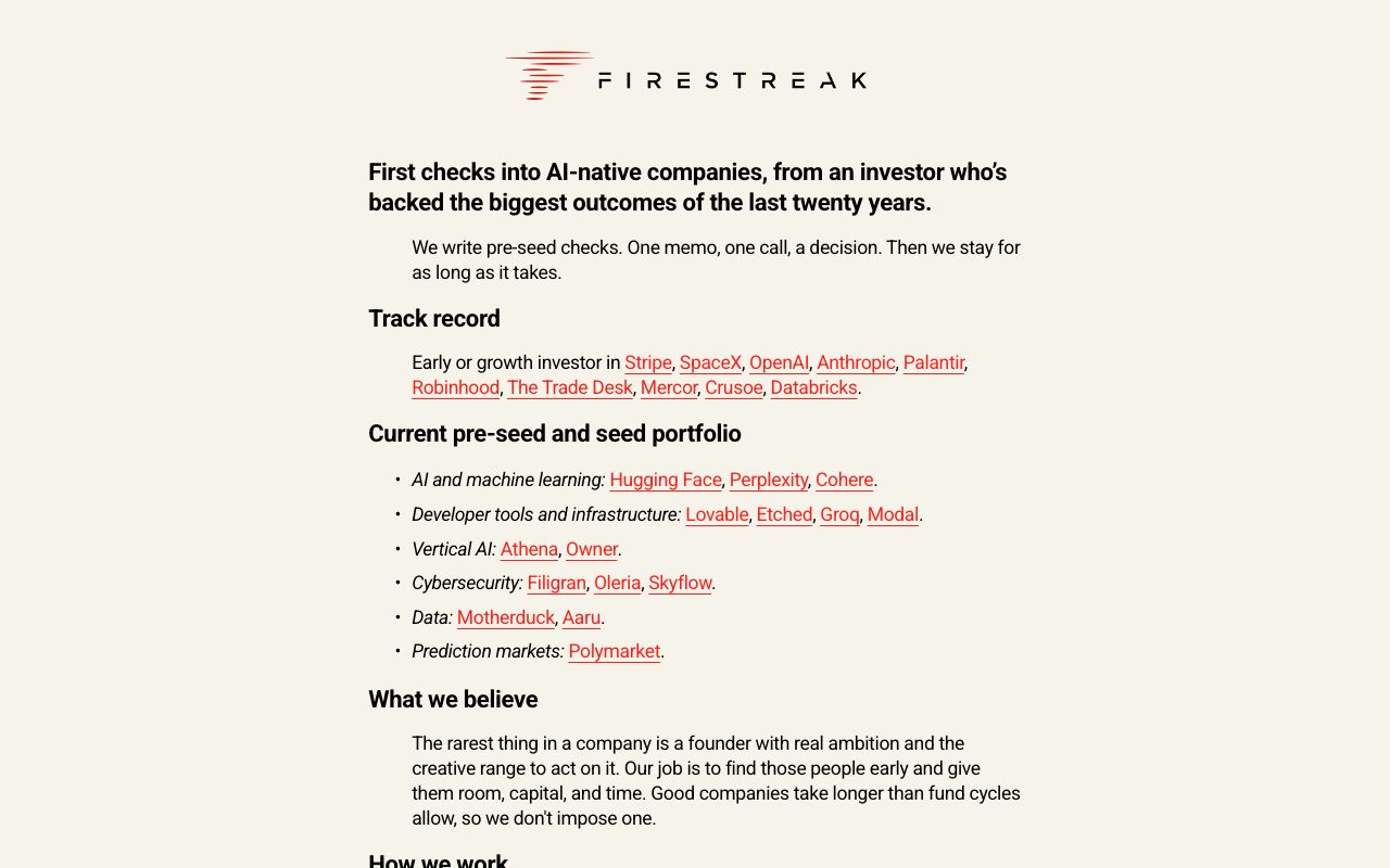 Firestreak Ventures website