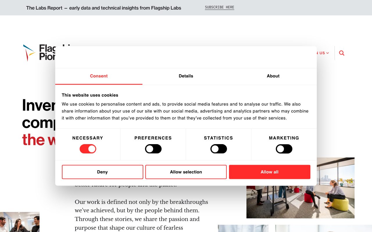 Flagship Pioneering website