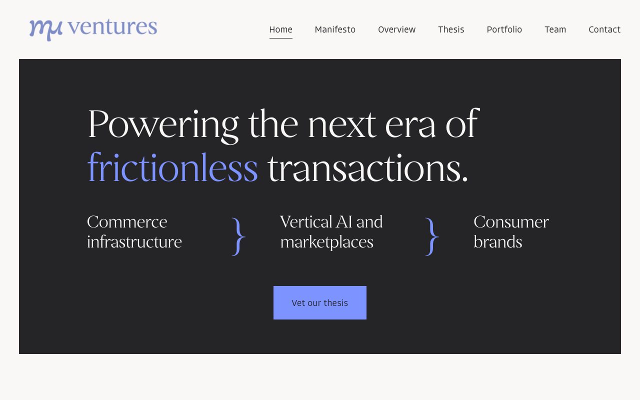 Mu Ventures website
