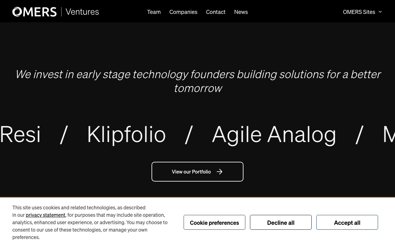 OMERS Ventures website
