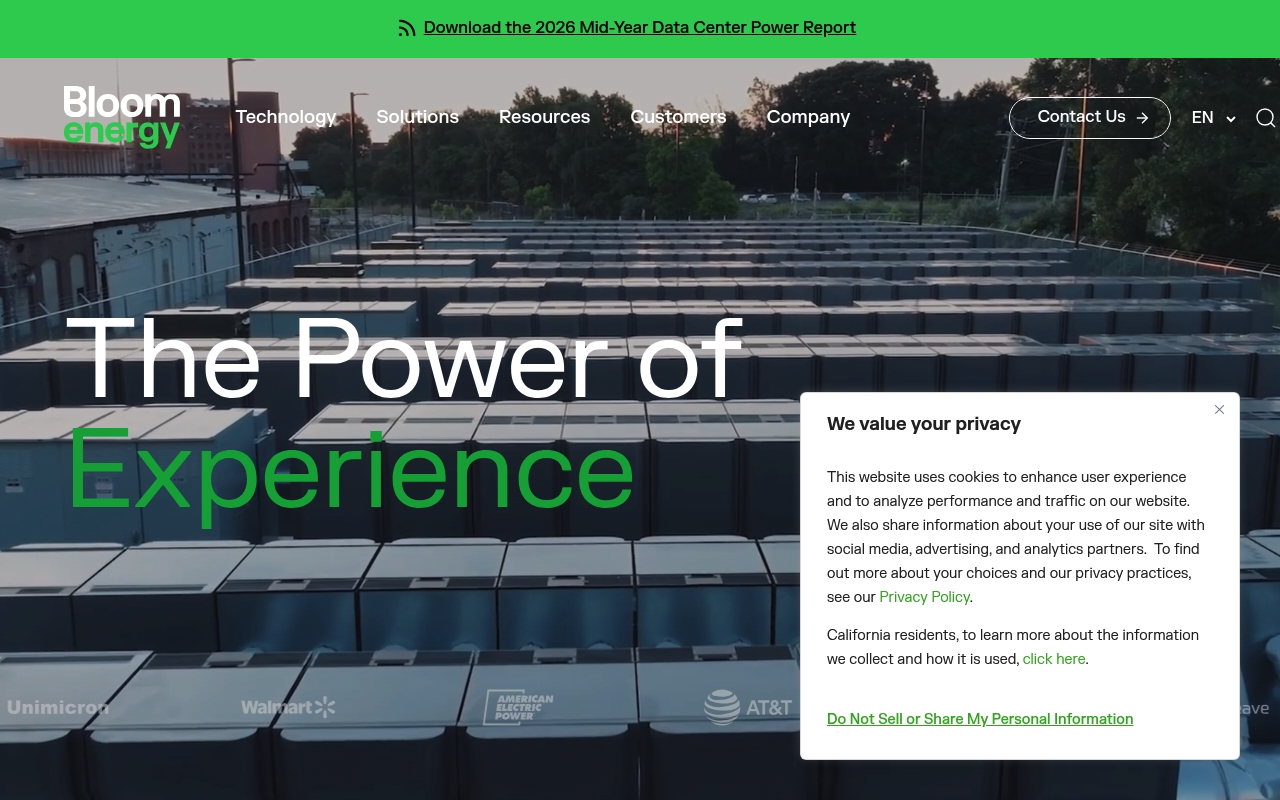 Bloom Energy website