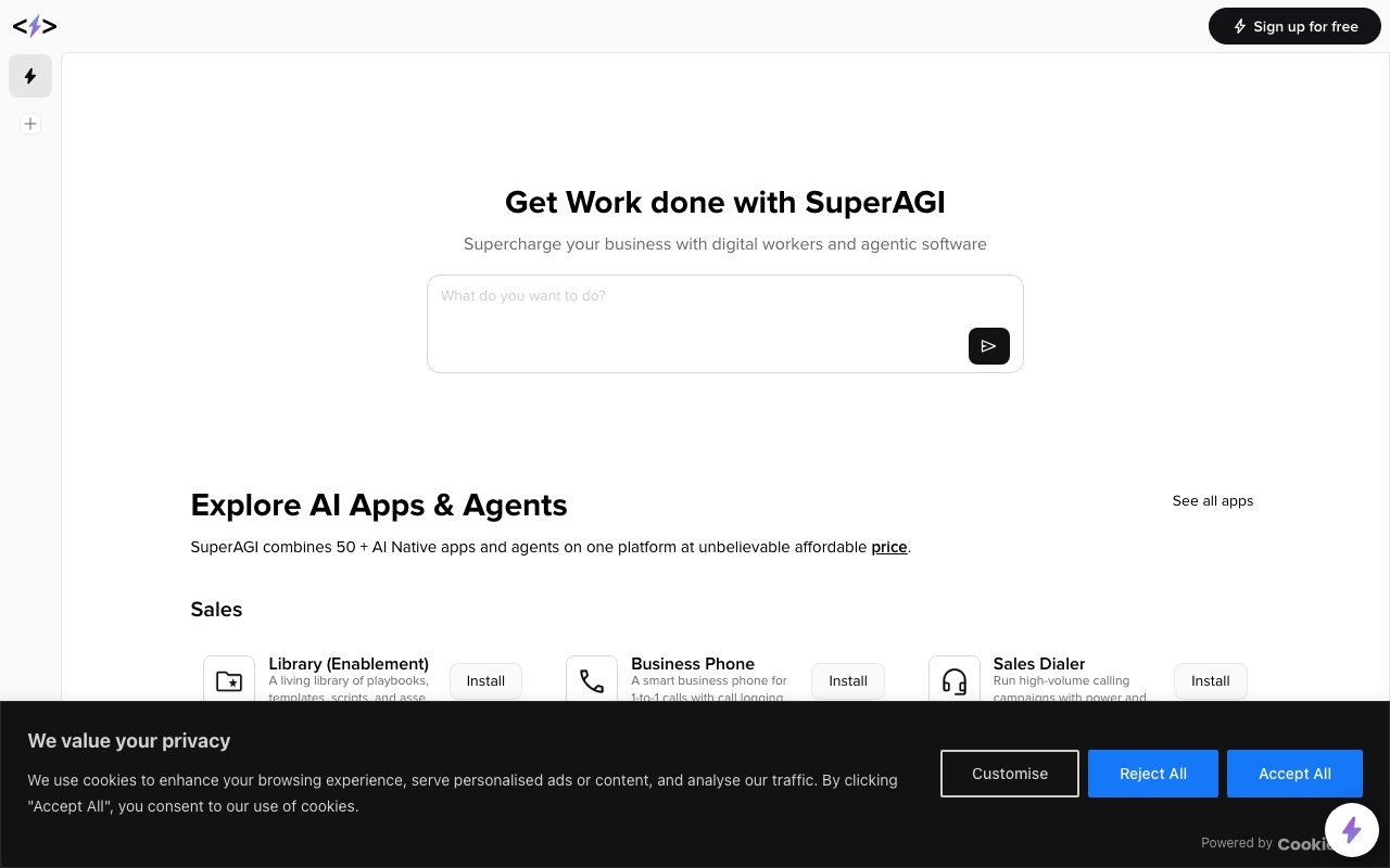 SuperAGI website