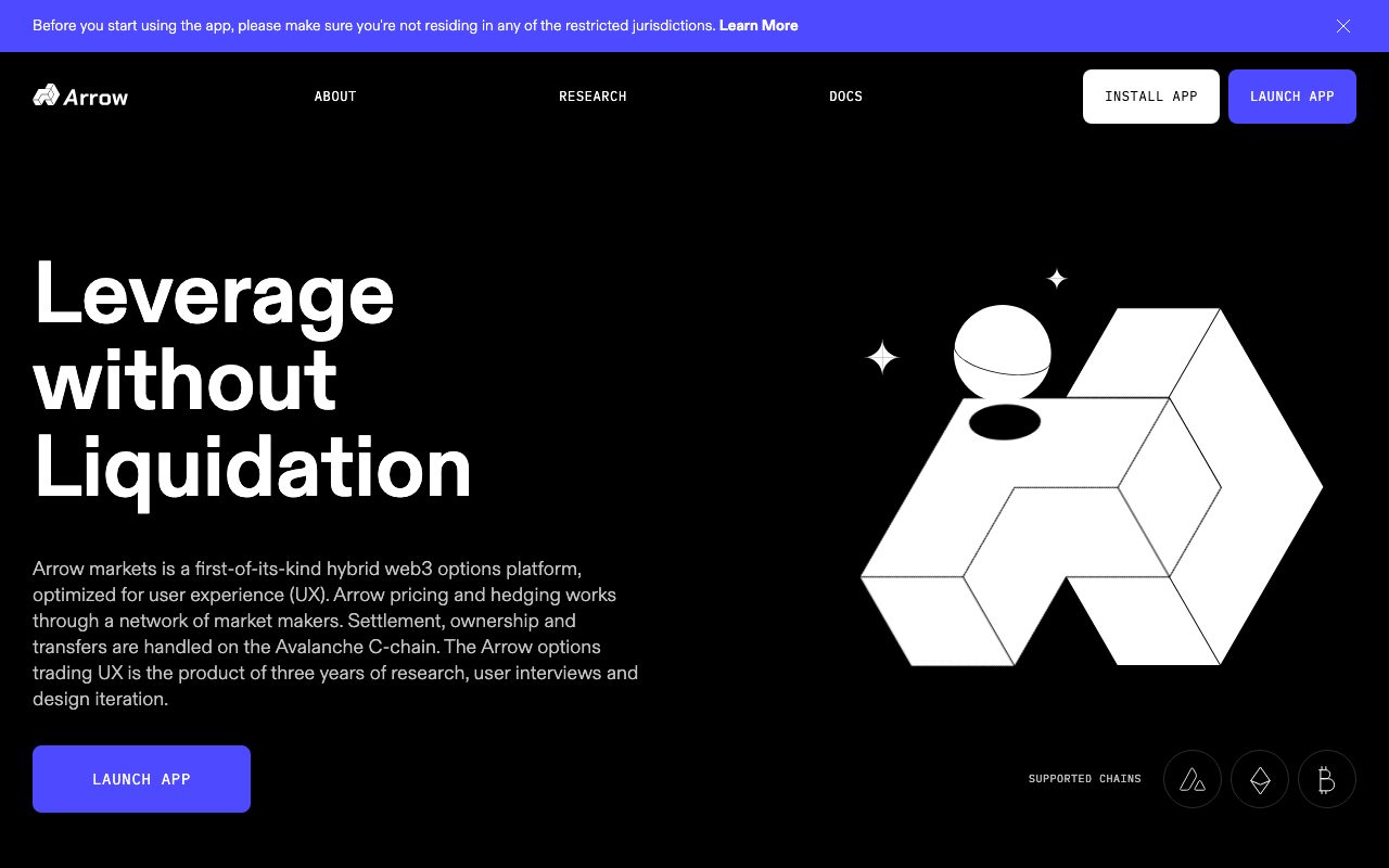 Arrow Markets website