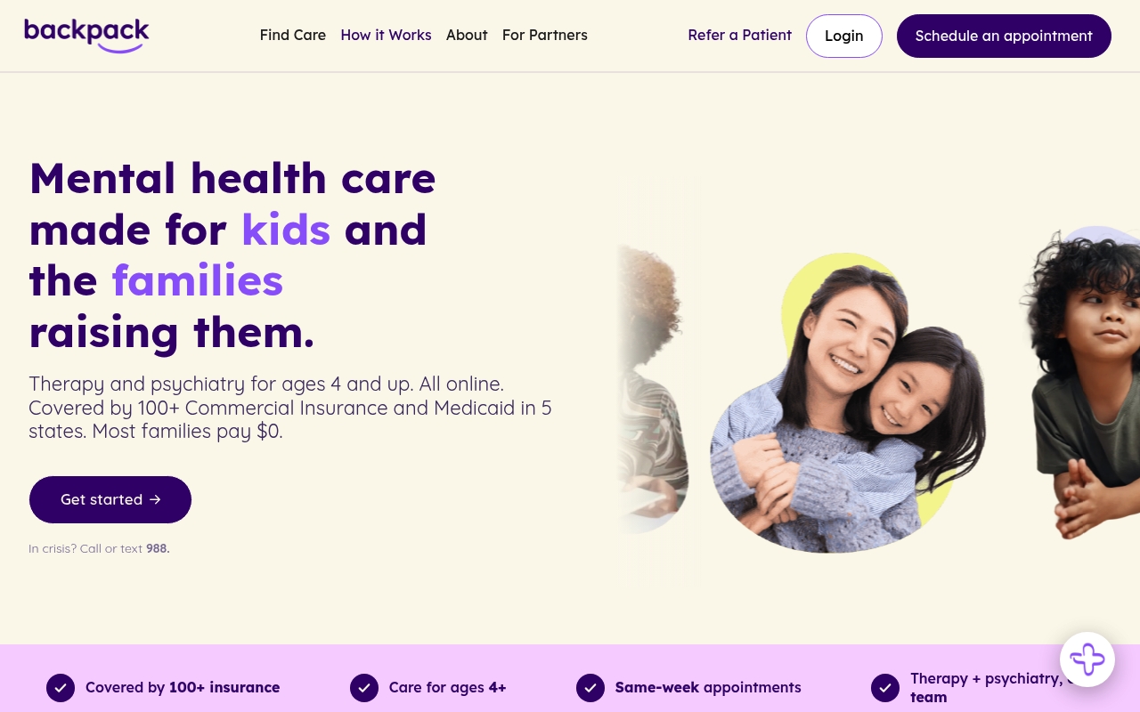 Backpack Healthcare website