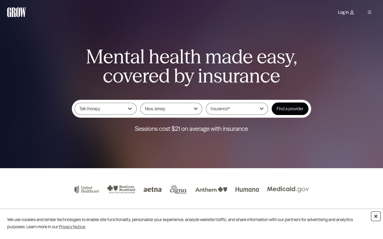 Grow Therapy website